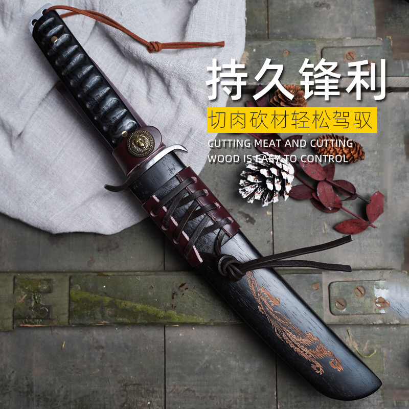 便攜式上山料理刀水果刀西瓜切木翹砍柴刀露營開路刀手工鍛打小刀