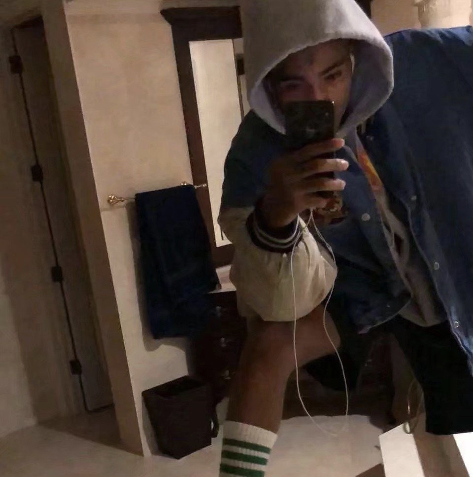 Xxxtentacion小熊刺绣牛仔连帽外套JACKET嘻哈同款棒球衣说唱夹克