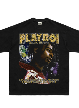 Playboi Carti亚特兰大Vintage复古HIPHOP嘻哈T恤短袖宽松印花Tee