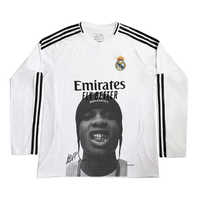 RULEE黑怕ASAP ROCKY复古足球衣长袖人像印花嘻哈vibe短袖夏季