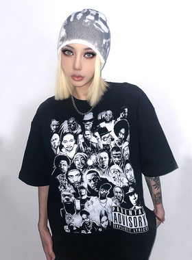 2PAC Eminem HIPHOP Vintage 嘻哈说唱宽松短袖T恤美式复古Tee