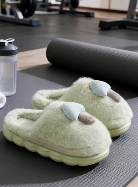 2025冬季新款萌毛绒女款加绒棉拖鞋室内防滑包头静音家居拖鞋百搭