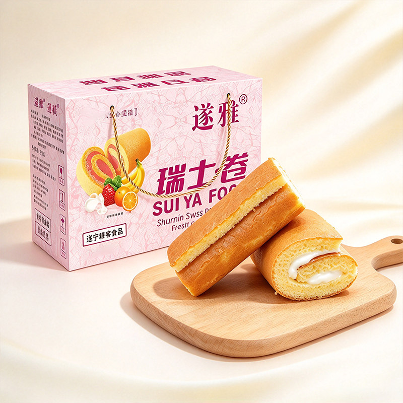 遂雅瑞士卷整箱多口味混装过年礼盒营养早餐面包蛋糕点心零食团购