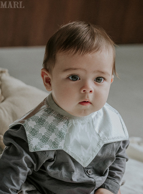 MARLMARL口水巾围嘴围兜纯棉婴儿宝宝新生儿满月周岁礼物grid_C05
