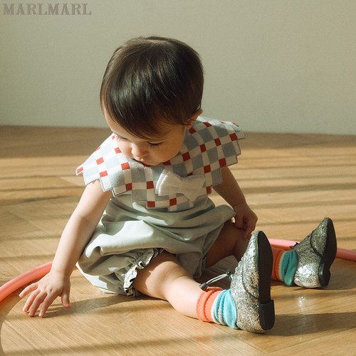 MARLMARL宝宝围兜360度旋转婴幼儿吃饭围嘴口水巾joujou_C立体蓝