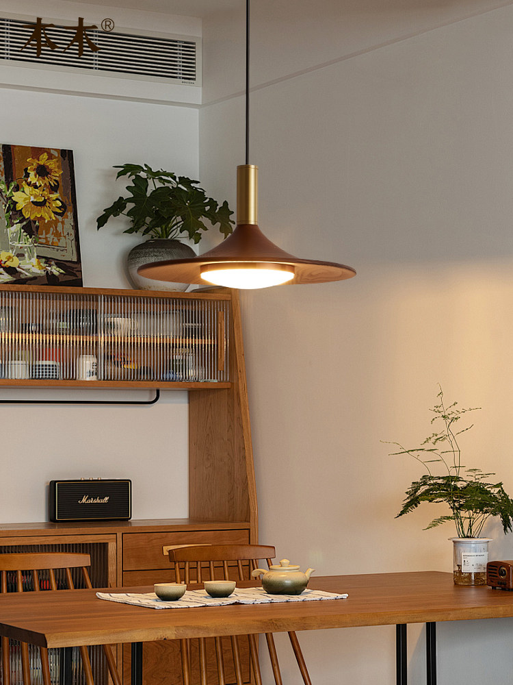 中世纪Wabi-Sabi风格餐厅飞碟吊灯黑胡桃色日本覆古卧室茶室餐桌,家装灯饰光源,餐厅吊灯,淘宝优惠券,粉丝福利购,淘宝优惠卷