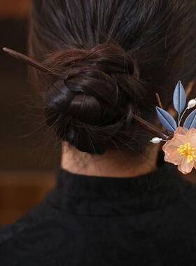 古风琉璃花朵缠花发簪旗袍头饰品