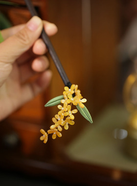 池鸢古风桂花缠花簪子木簪发饰品