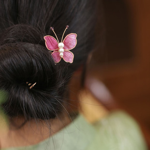 掐丝蝴蝶发梳2025新款小号插梳国风日常发簪古风女童点缀头饰汉服