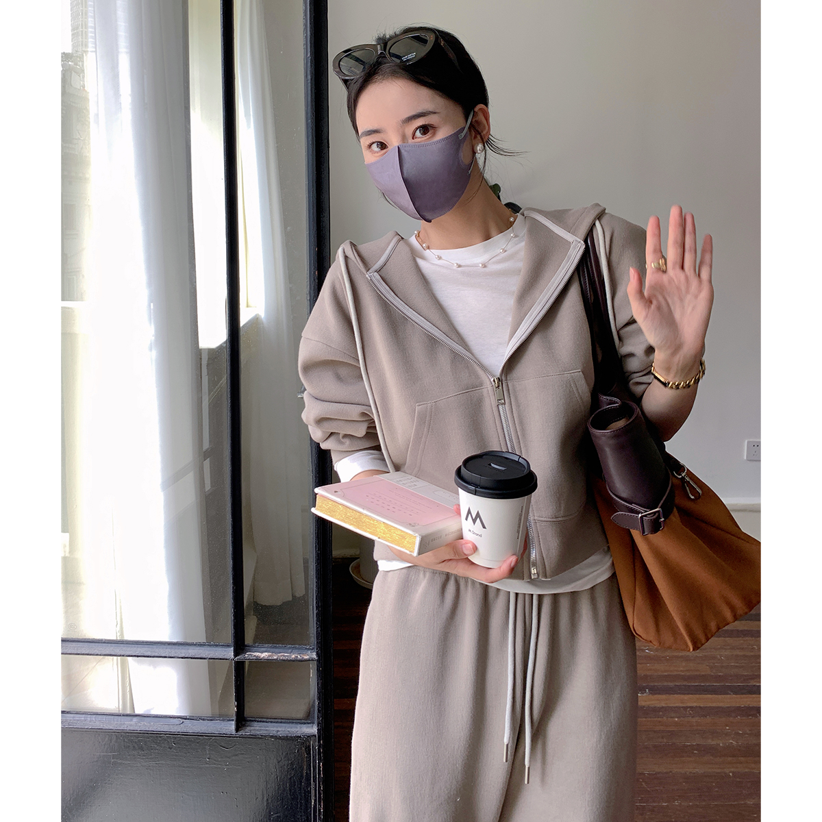 LICKYSENIOR Zip-up hoodie卫衣套装女运动外套休闲裤时尚两件套