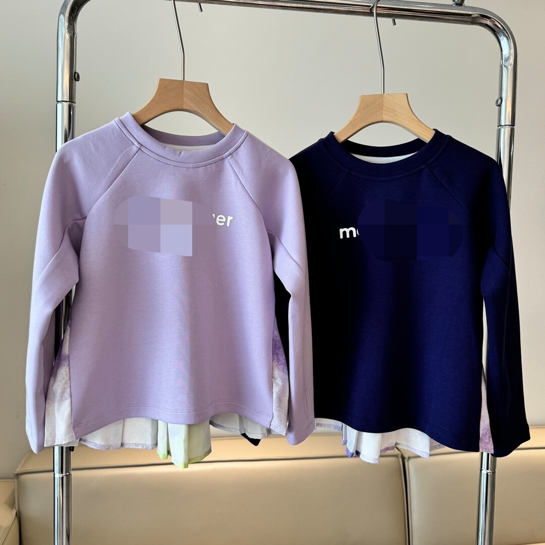 换季亏本包邮女童空气棉裙衫春秋女宝宝130160170百褶假两件卫衣