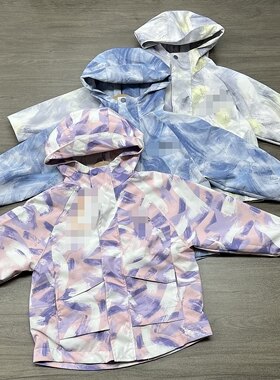 包邮男童春装秋季女童外套中大童连帽双层冲锋衣防风防水拉链上衣