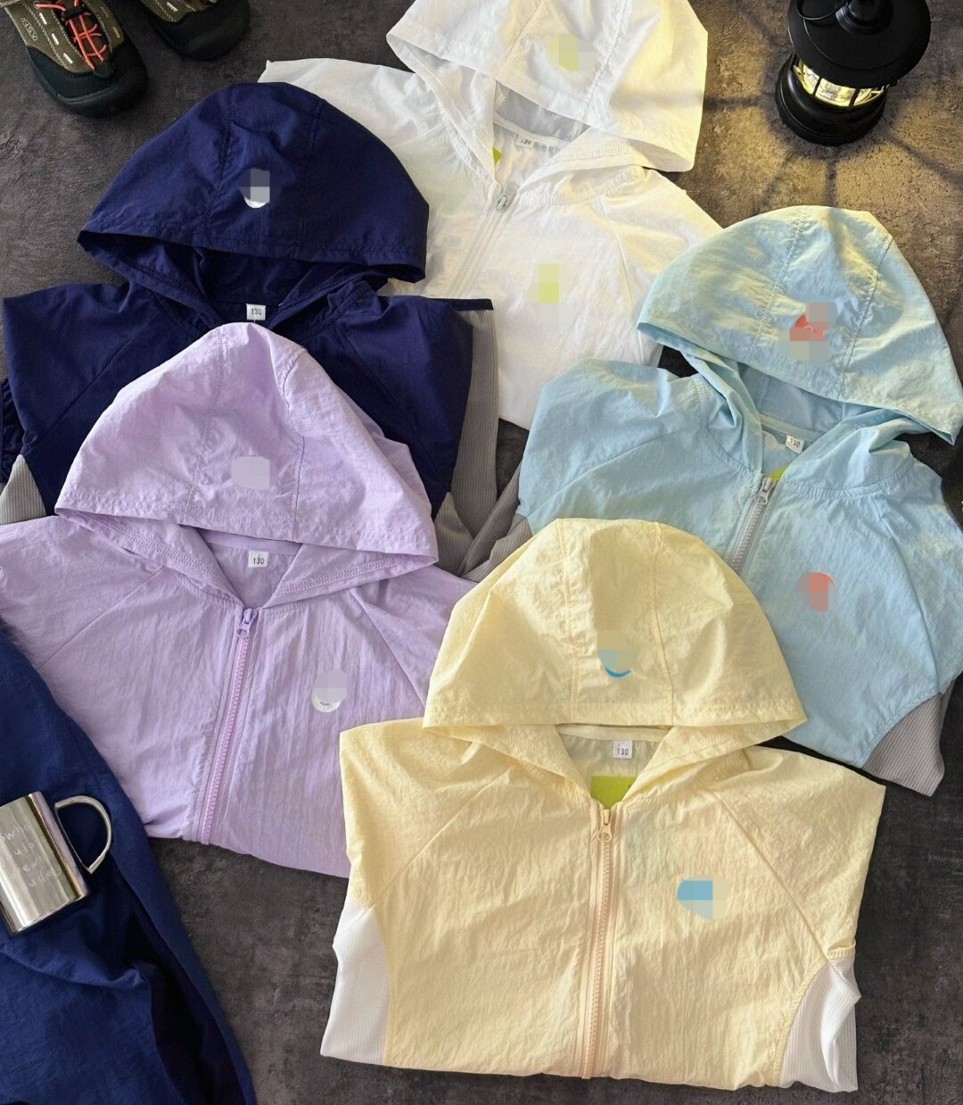 包邮o家夏天男女童装防晒防蚊透气开衫7-13岁轻薄皮肤衣连帽外套