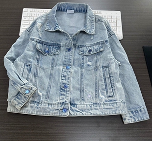 包邮女童牛仔外套130~170码棉质水洗BL女宝春天秋季花朵休闲开衫