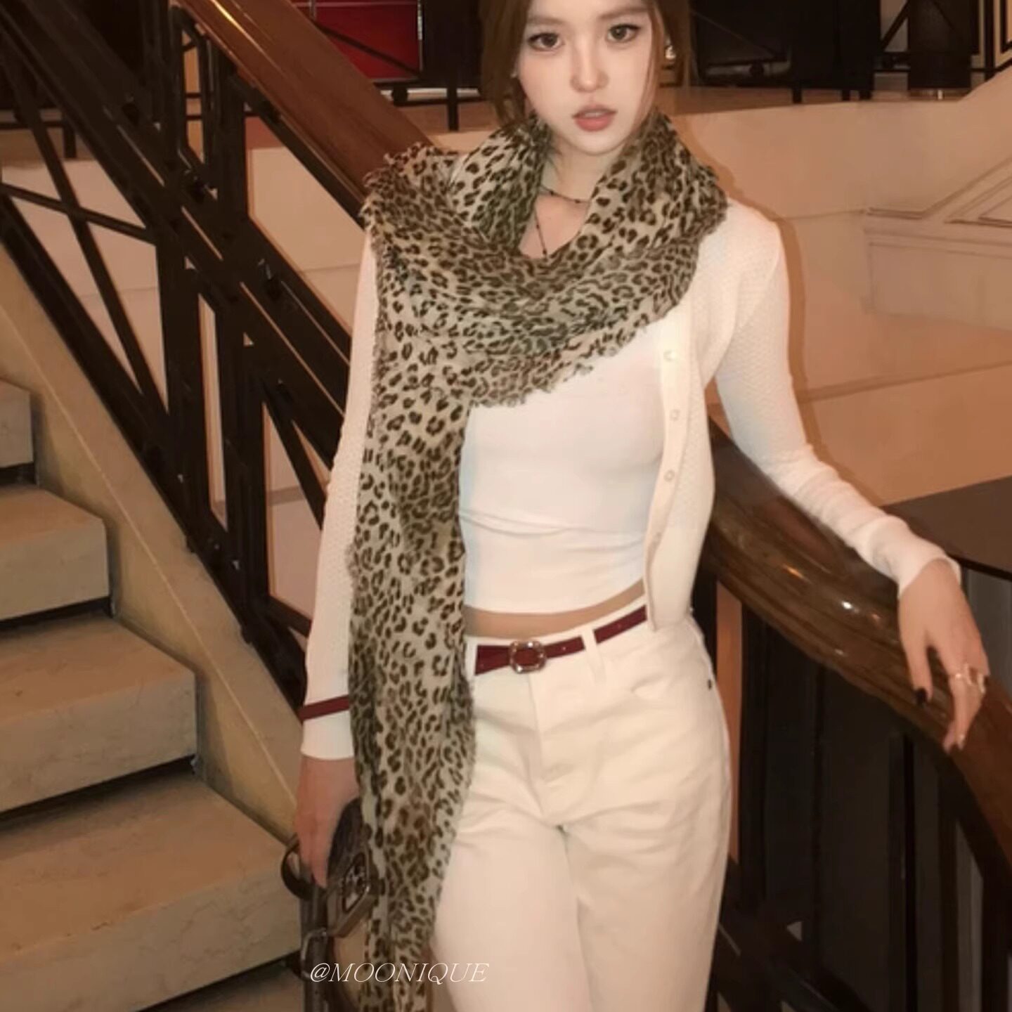 复古辣妹风真丝豹纹丝巾2025新款y2k时尚港风气质长款围巾披肩女