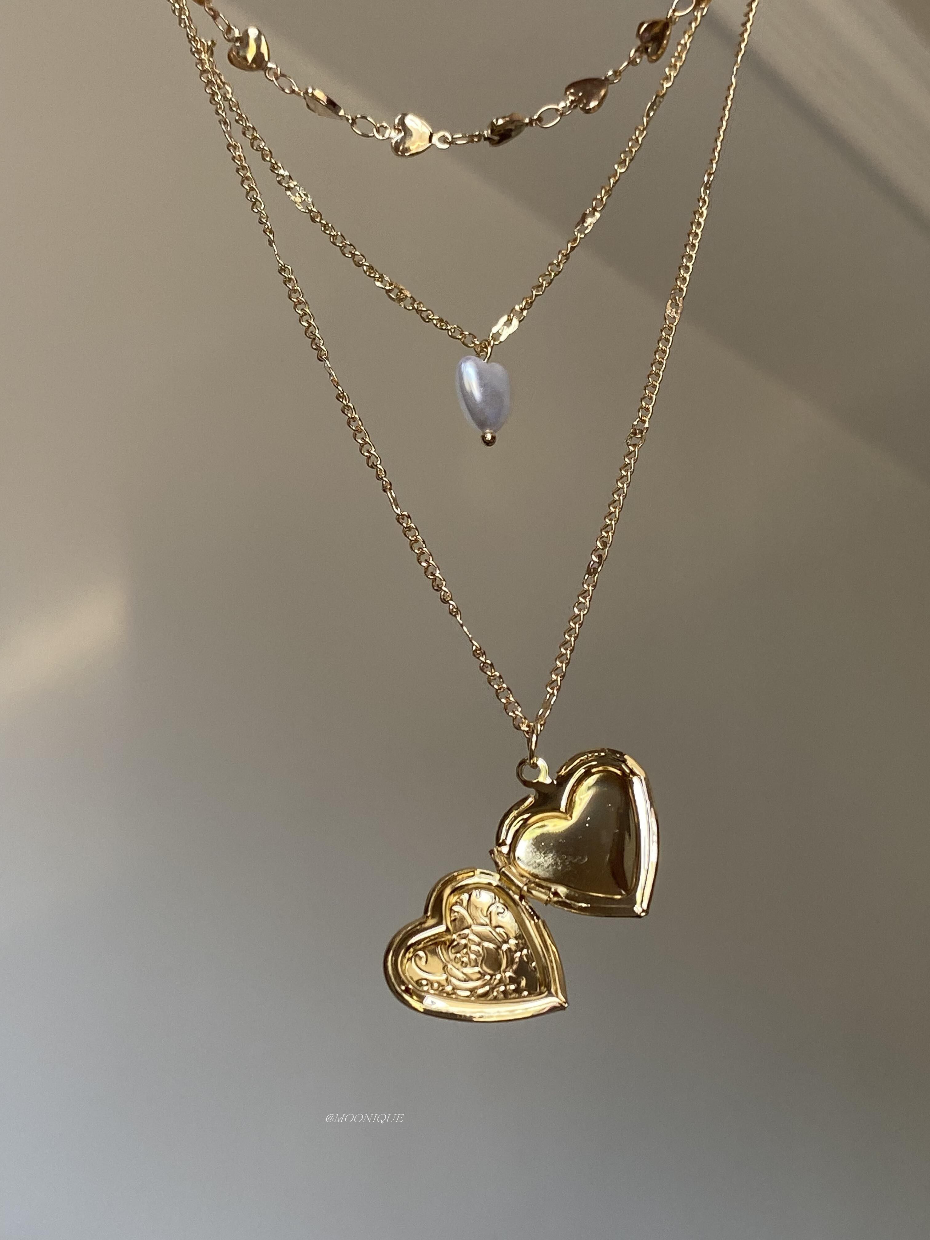 2-Layer Heart Locket Necklace with Openable Pendant - Taobao product photo 5