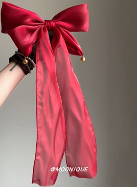 纯欲风红色蝴蝶结飘带项圈小众高级感大号choker个性独特项链颈链