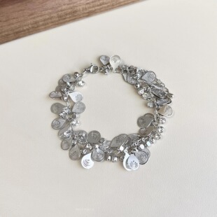 中古vintage水滴流苏点钻手链重工百搭波西米亚手环夏日旅游手饰