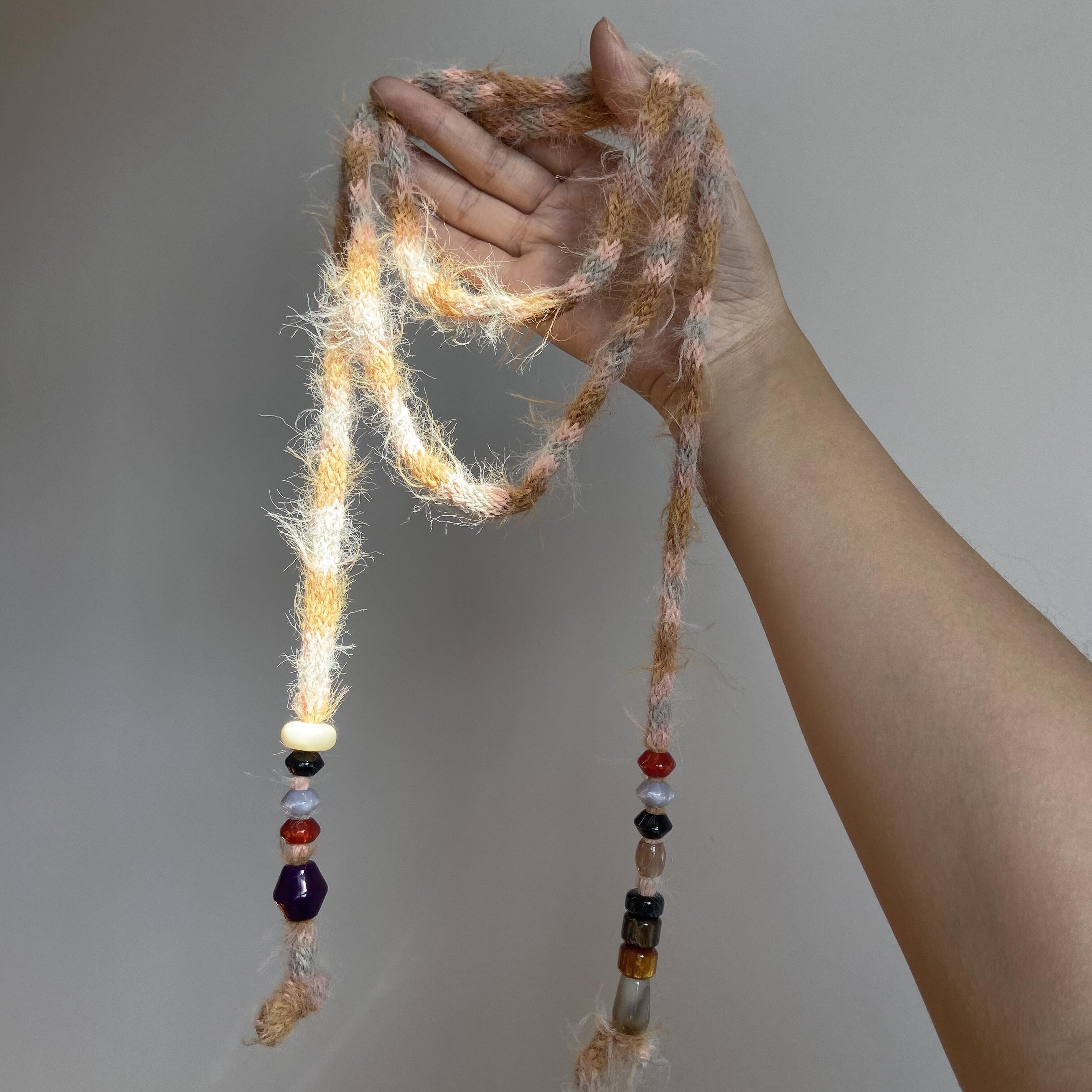 多戴法！甜酷辣妹风彩色串珠毛衣长条小围巾项链y2k亚文化千禧风