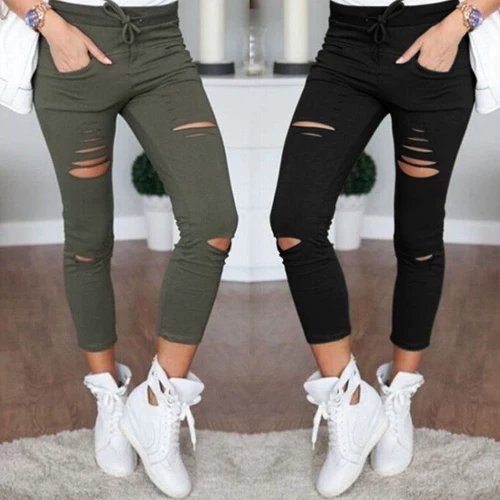 LD European и American Popular Women Jeans Leggings Hole