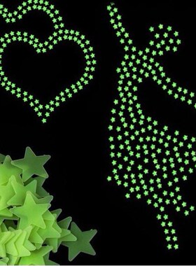 100pcs Wall Decals Glow In The Dark Nursery Room Color Stars