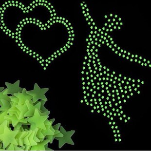 100pcs Wall Decals Glow In The Dark Nursery Room Color Stars