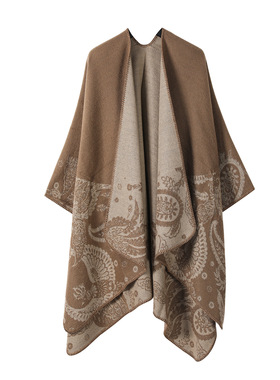 Plain cashew flower shawl for tourism, paired with a split