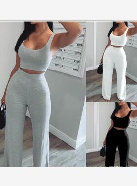 2021 fashion vest + trousers wide-leg pants casual sports