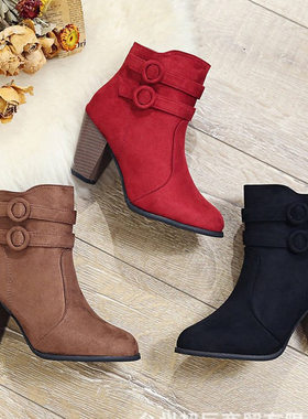 Suede High heels Big yards villi ladies boots 加绒大码女短靴