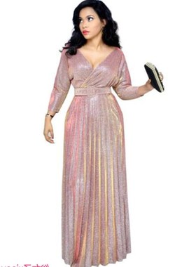 African popular commuter big size dress Lady long Dress pink