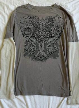 Cross Print T-shirt Women Y2K Cyber Grunge 00s Retro Harajuk