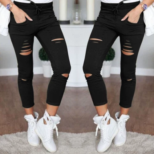 LD European и American Popular Women Jeans Leggings Hole
