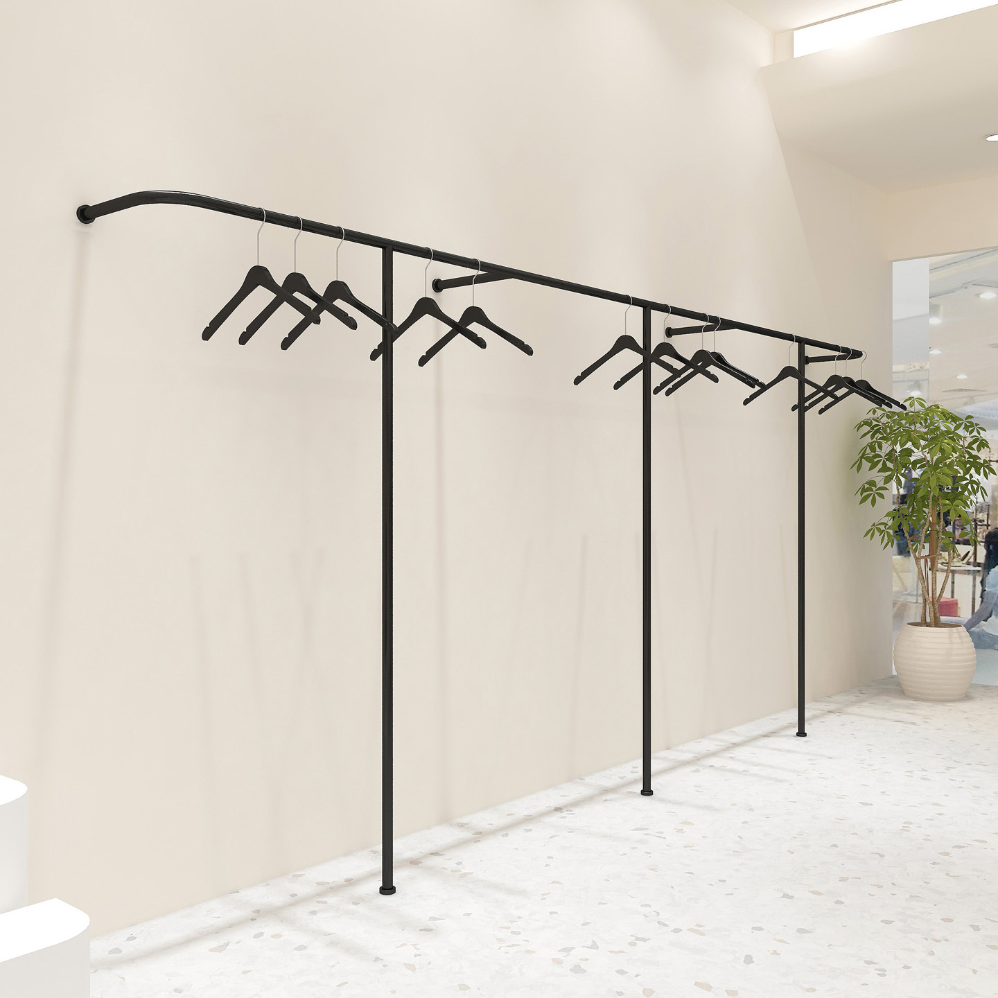 服装店展示架上墙挂衣架烤漆黑色简约网红女装店专用陈列架货架
