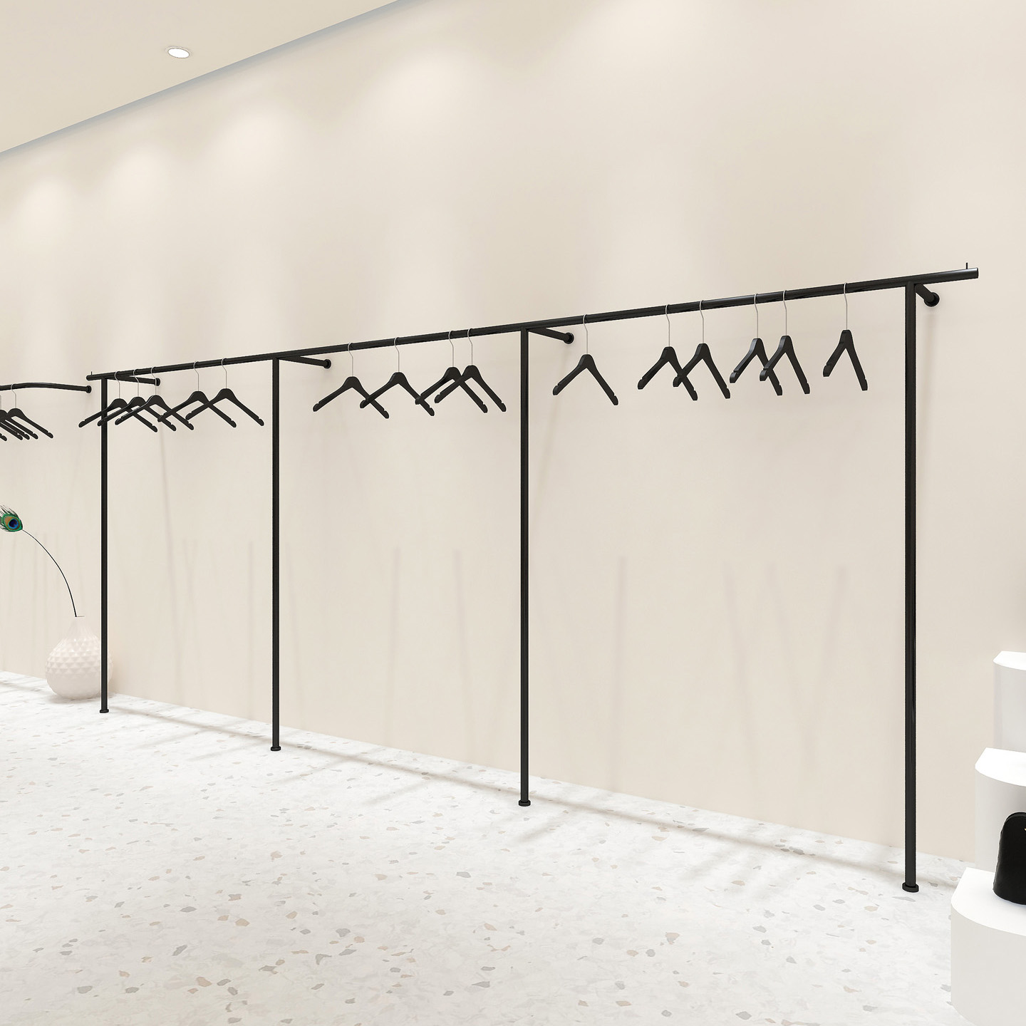 服装店展示架上墙架陈列架铁艺烤漆哑黑色落地架男女装店货架专用