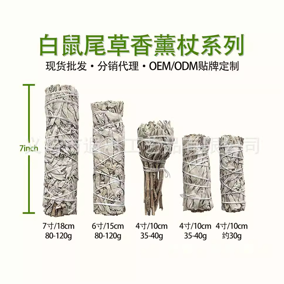 进口白鼠尾草秘鲁圣木雪松White Sage天然植物香薰草杖净化空间