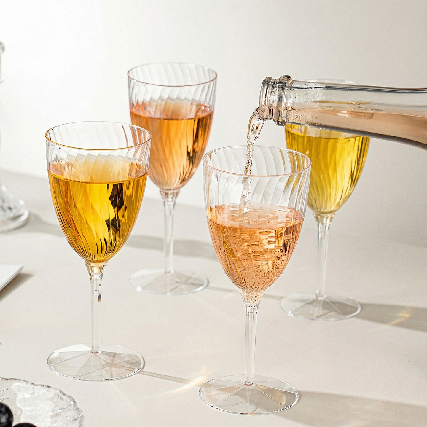 一次性高脚杯香槟鸡尾酒葡萄红酒食品级高颜值高级感透明塑料杯子