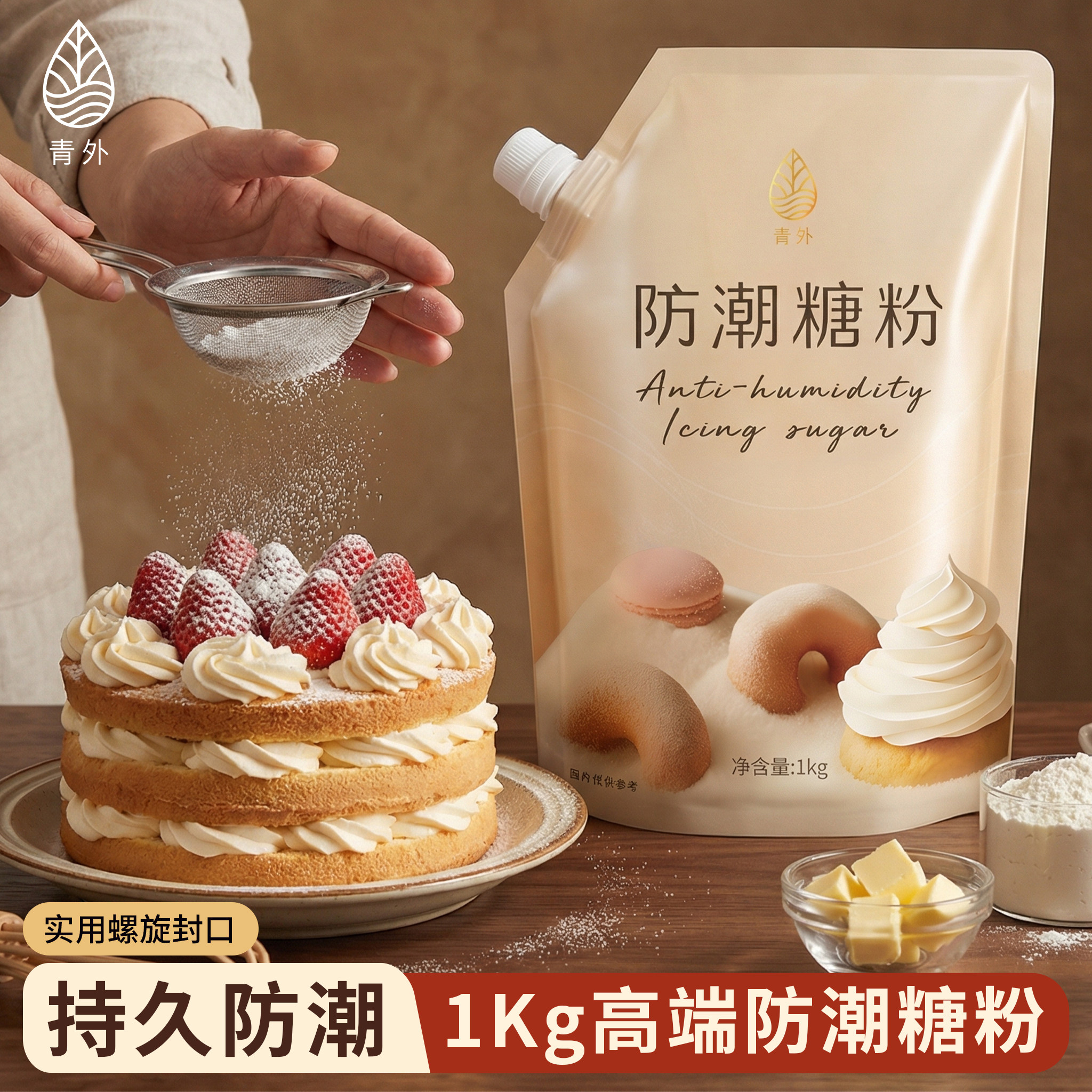 青外防潮糖粉1kg烘焙专用蛋糕装饰糖霜商用曲奇饼干细糖面包家用,粮油调味/速食/干货/烘焙,其它原料,淘宝优惠券,粉丝福利购,淘宝优惠卷