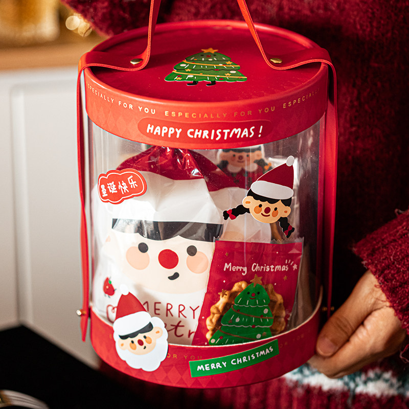 2026圣诞礼盒空盒礼物包装盒手提抱抱桶新款礼品盒子新年零食盒子