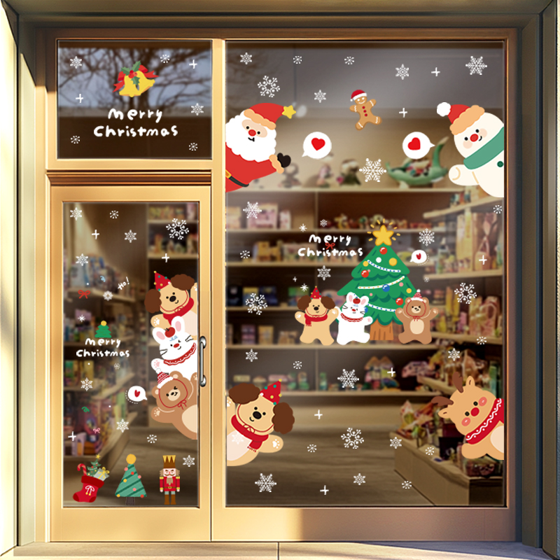 圣诞节装饰品玻璃静电贴纸窗贴氛围布置场景门贴圣诞老人窗花耶诞
