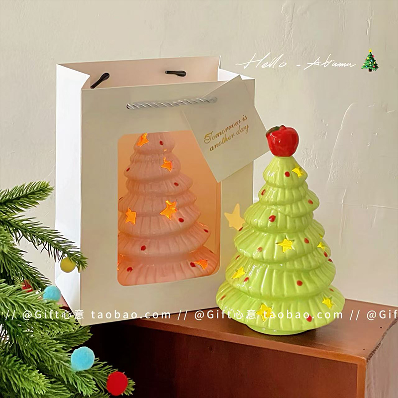 圣诞树苹果氛围感床头小夜灯卧室桌面摆件圣诞生日礼物
