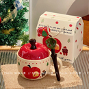 圣诞节生日礼物实用女生闺蜜可爱苹果马克杯子高颜值带盖勺送同事