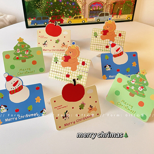 圣诞节系列贺卡节日礼物装 饰小卡片留言卡手写信祝福语卡片卡通