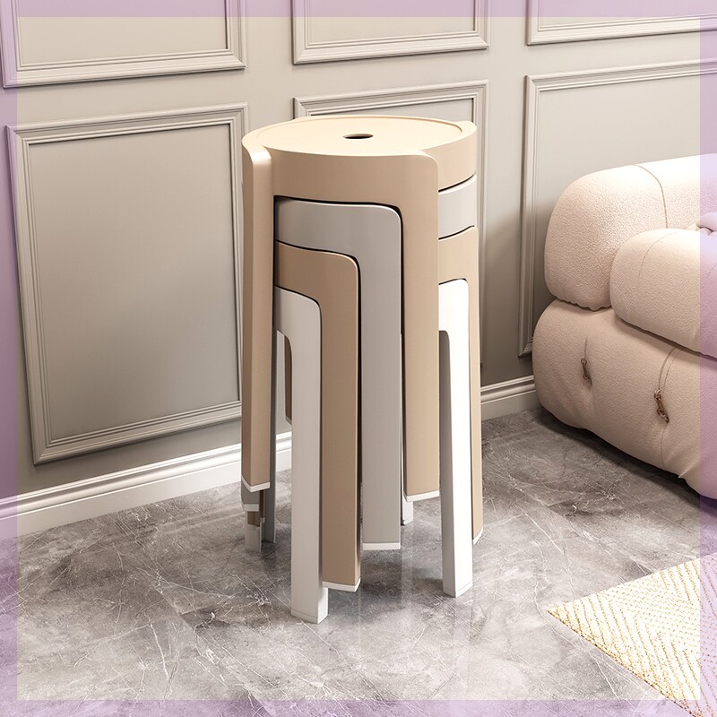 塑料凳子家用加厚可叠放简易客厅餐凳餐桌椅子高圆凳胶凳风车板凳