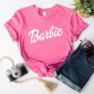 Barbie Youth T Shirt死亡芭比粉色短袖T恤上衣kawaii clothes女