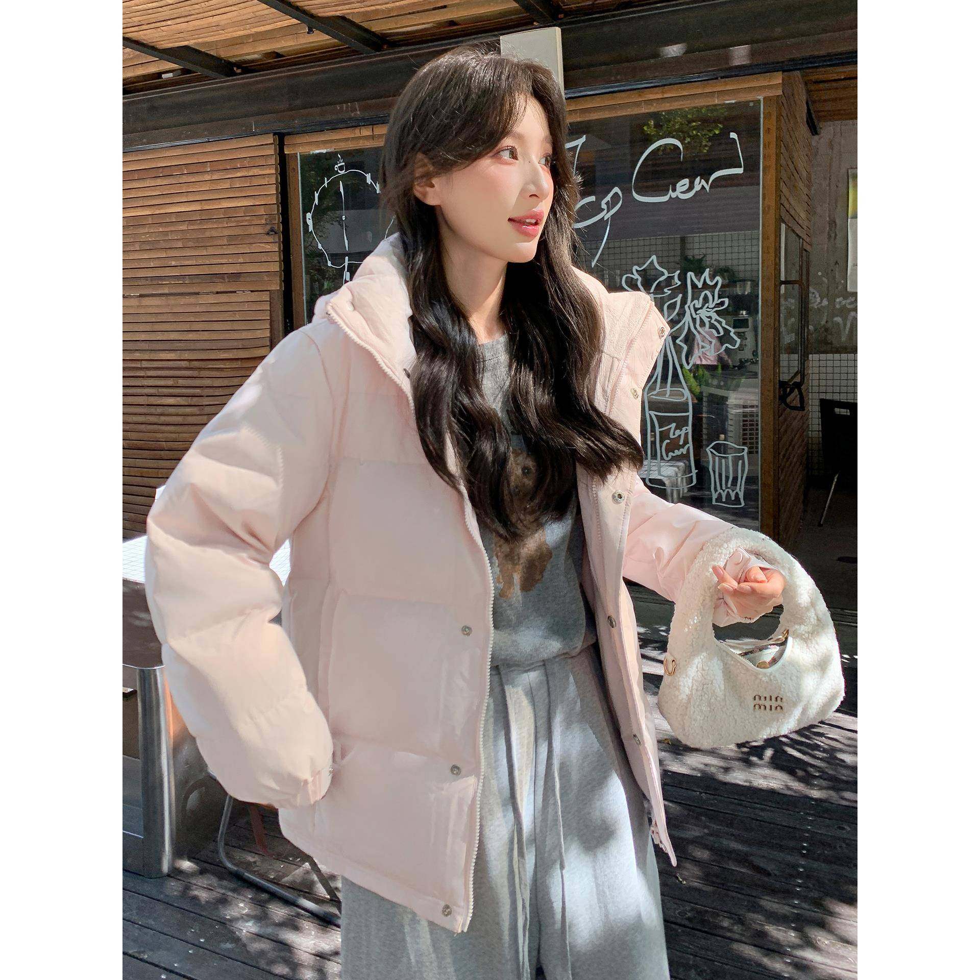 晴雨雪中戏羽绒服女短款韩版连帽小个子加厚情侣面包服学生冬外套