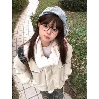 羊羔绒皮衣外套女冬季2025新款小众宽松百搭加绒加厚保暖棉衣棉服