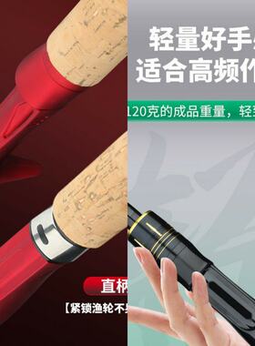 路亚竿一体握把打黑ML调鱼竿钓鱼竿插接竿插接竿渔具钓竿路滑