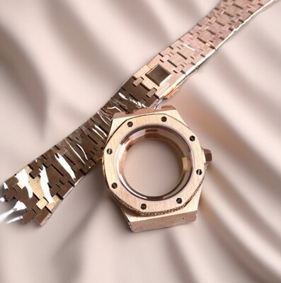 AP八边形表壳42mm 适合NH35 NH36机芯31mm表盘玫金色黑色透底后盖