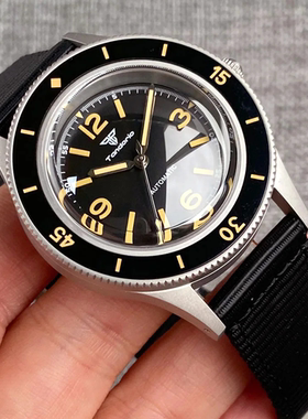 50Fathoms 潜水复古防水手表拱蓝宝石复刻200米防水腕表旋转外圈