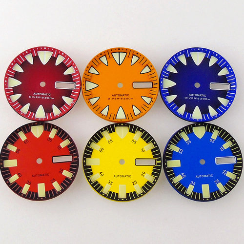 怪兽表盘29mm适合NH36双历绿夜光prospex系列手表黑边针